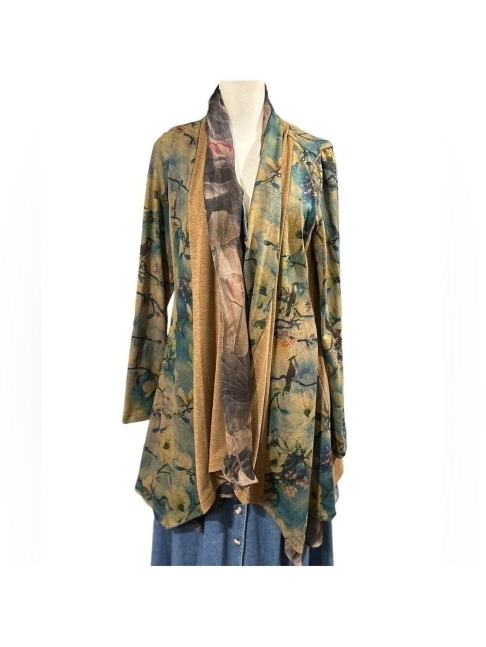 Soft Surroundings Tea Gardens Topper Floral
Cardigan Beautiful Brown Teal Size M